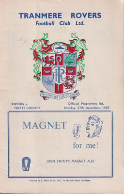 Tranmere Rovers v Notts County Match Programme 1965-12-27